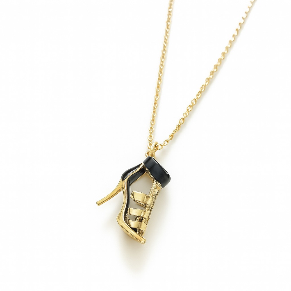 Gold High Heel Shoe Pendant Necklace – 18” Chain
